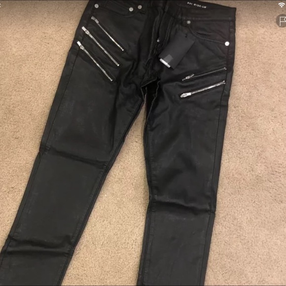 ysl leather jeans